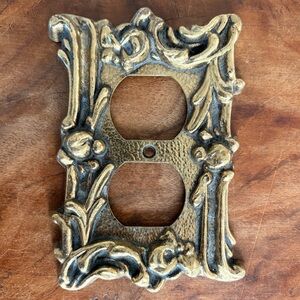 Vintage Brass Ornate Outlet Cover Plate